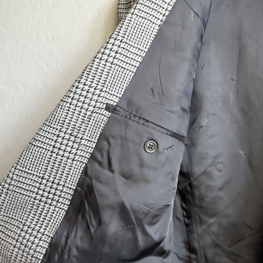 Vintage Yves Saint Laurent YSL Mens 40R Blazer Black Gray Sport Coat 2 Button - Picture 7 of 11